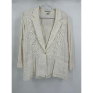 Nino Wong Womens Blazer Sz M Crochet Panel Vintage Cottagecore Romantic Feminine
